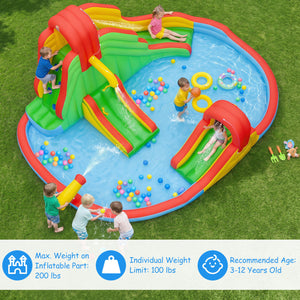 Kids Inflatable Water Park with Splash Pool and 3 Water Slides (Blower Not Included) view 3