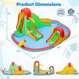 Kids Inflatable Water Park with Splash Pool and 3 Water Slides (Blower Not Included) view 4