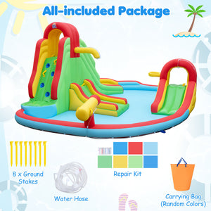 Kids Inflatable Water Park with Splash Pool and 3 Water Slides (Blower Not Included) view 5