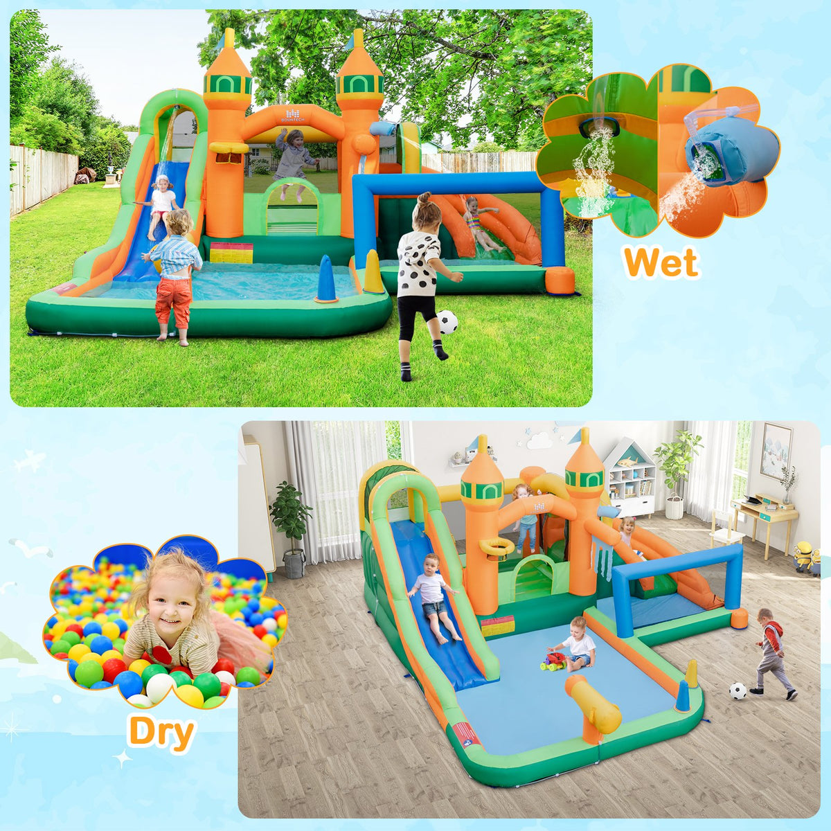 Kids Inflatable Water Slide for Yard Lawn (Without Blower) view 3