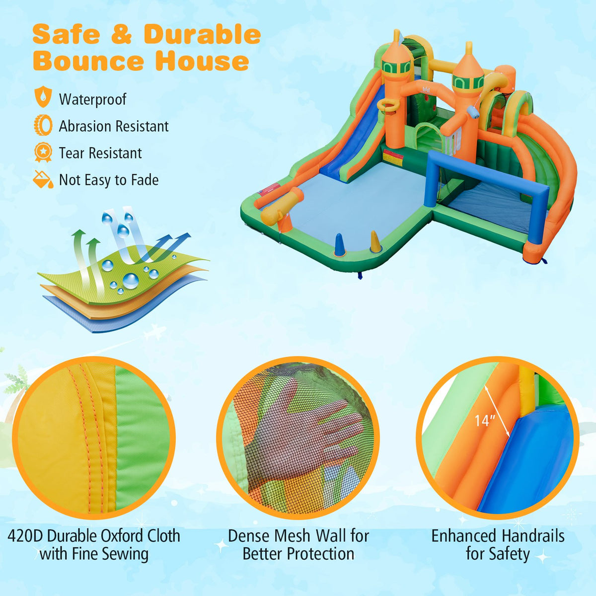 Kids Inflatable Water Slide for Yard Lawn (Without Blower) view 9