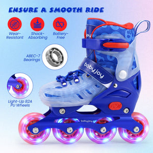Kids Inline Skates with Light Up Wheels for Beginners Ages 9-14-Blue view 7