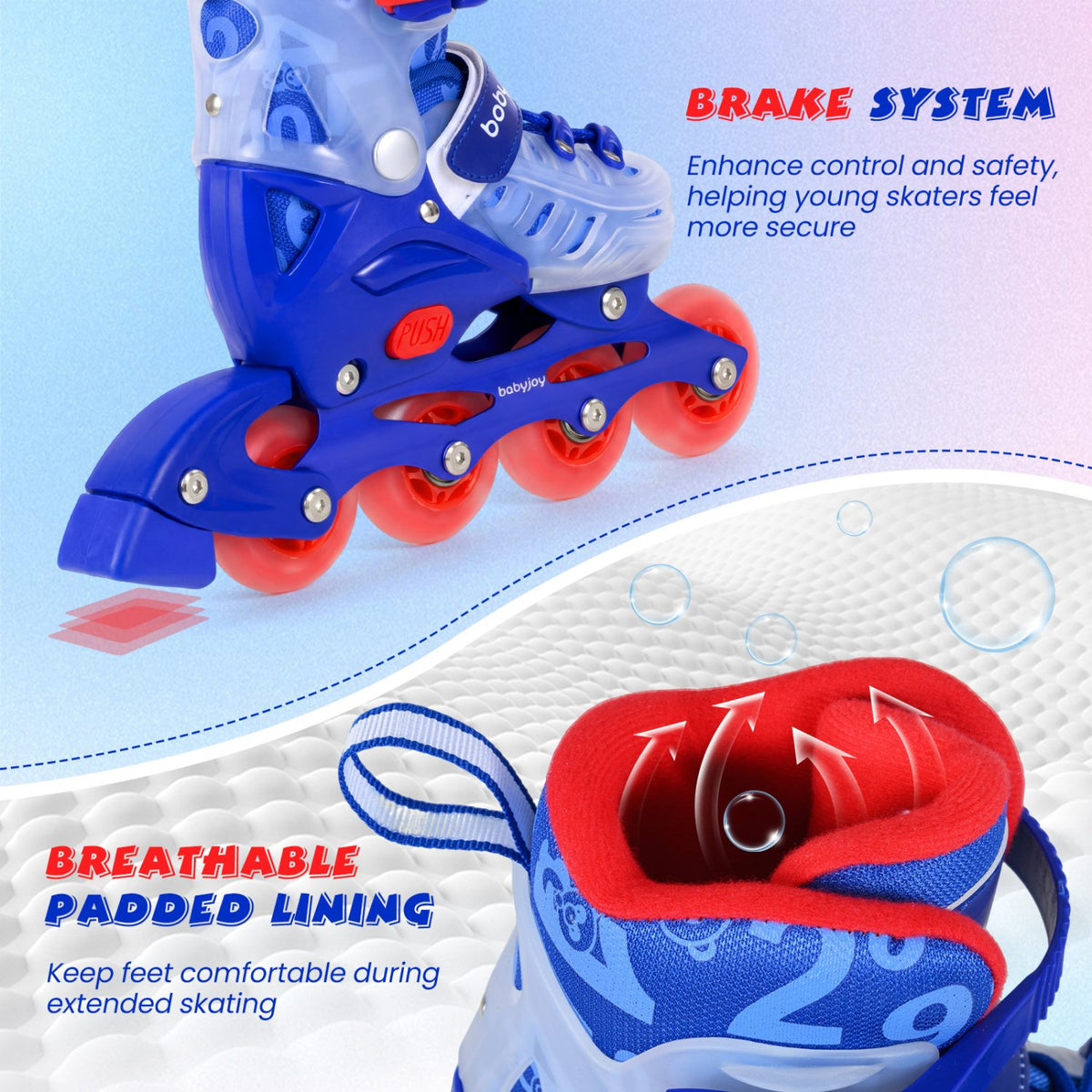 Kids Inline Skates with Light Up Wheels for Beginners Ages 9-14-Blue view 8
