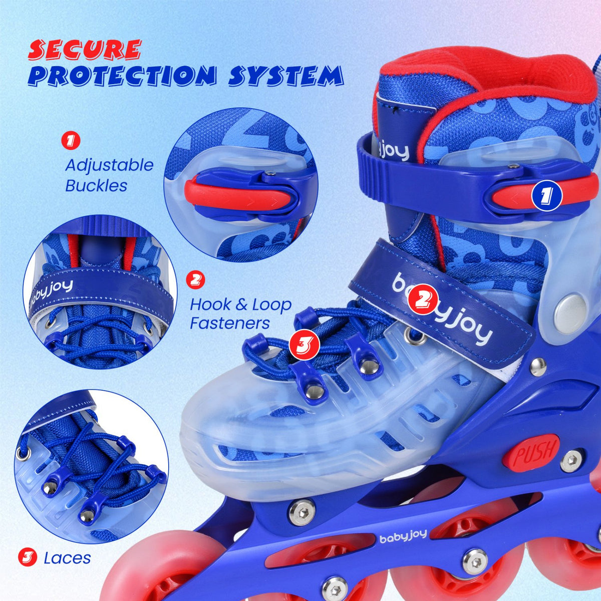 Kids Inline Skates with Light Up Wheels for Beginners Ages 9-14-Blue view 9