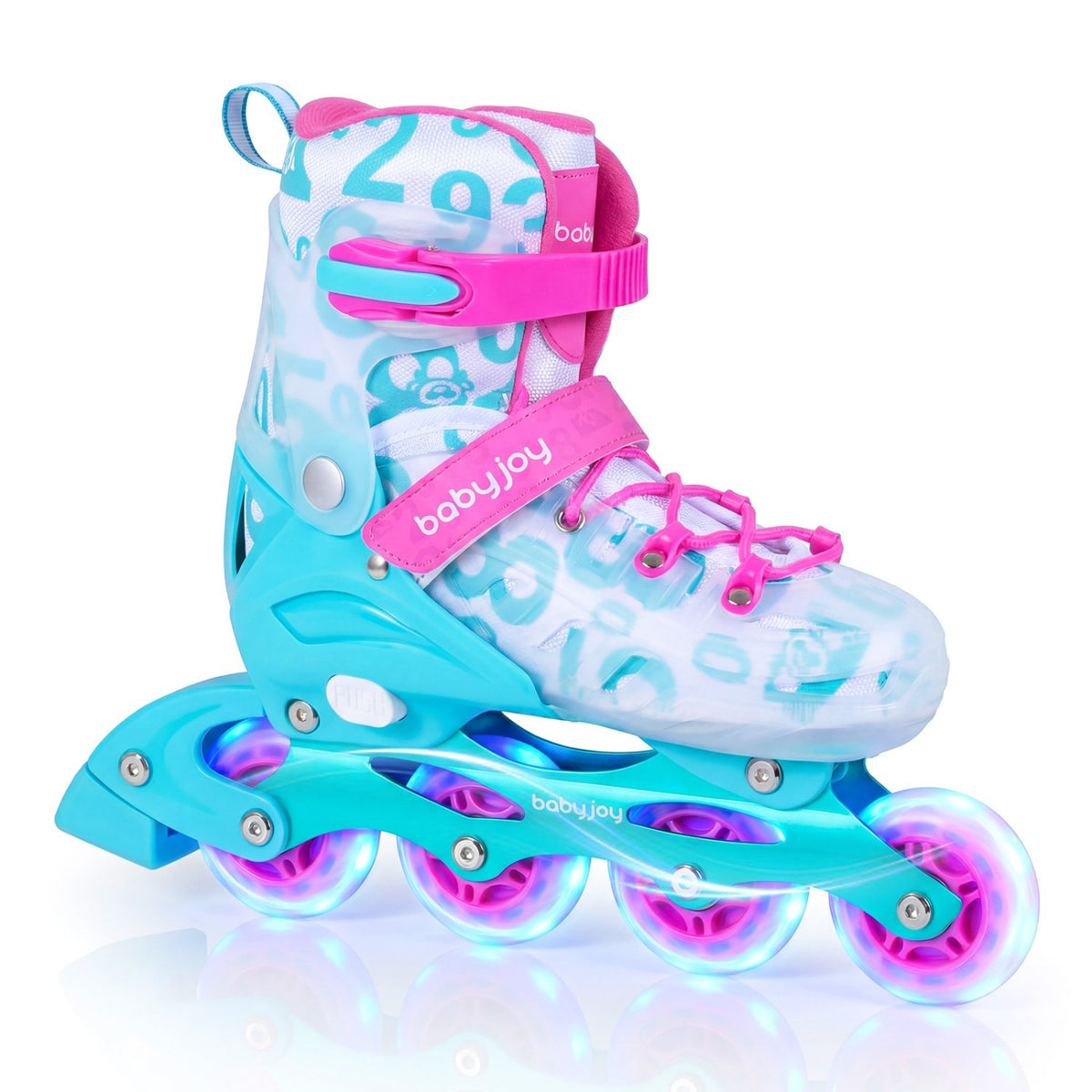 Kids Inline Skates with Light Up Wheels for Beginners Ages 9-14-Pink and Blue view 4