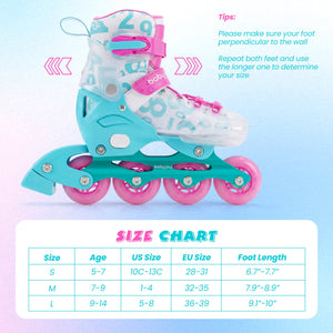 Kids Inline Skates with Light Up Wheels for Beginners Ages 9-14-Pink and Blue view 5