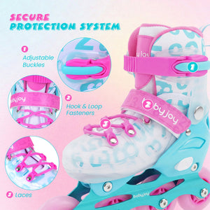 Kids Inline Skates with Light Up Wheels for Beginners Ages 9-14-Pink and Blue view 9