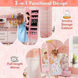 Kids Jewelry Armoire Cabinet with 2 Tilt Angles and Large Capacity-Pink view 7