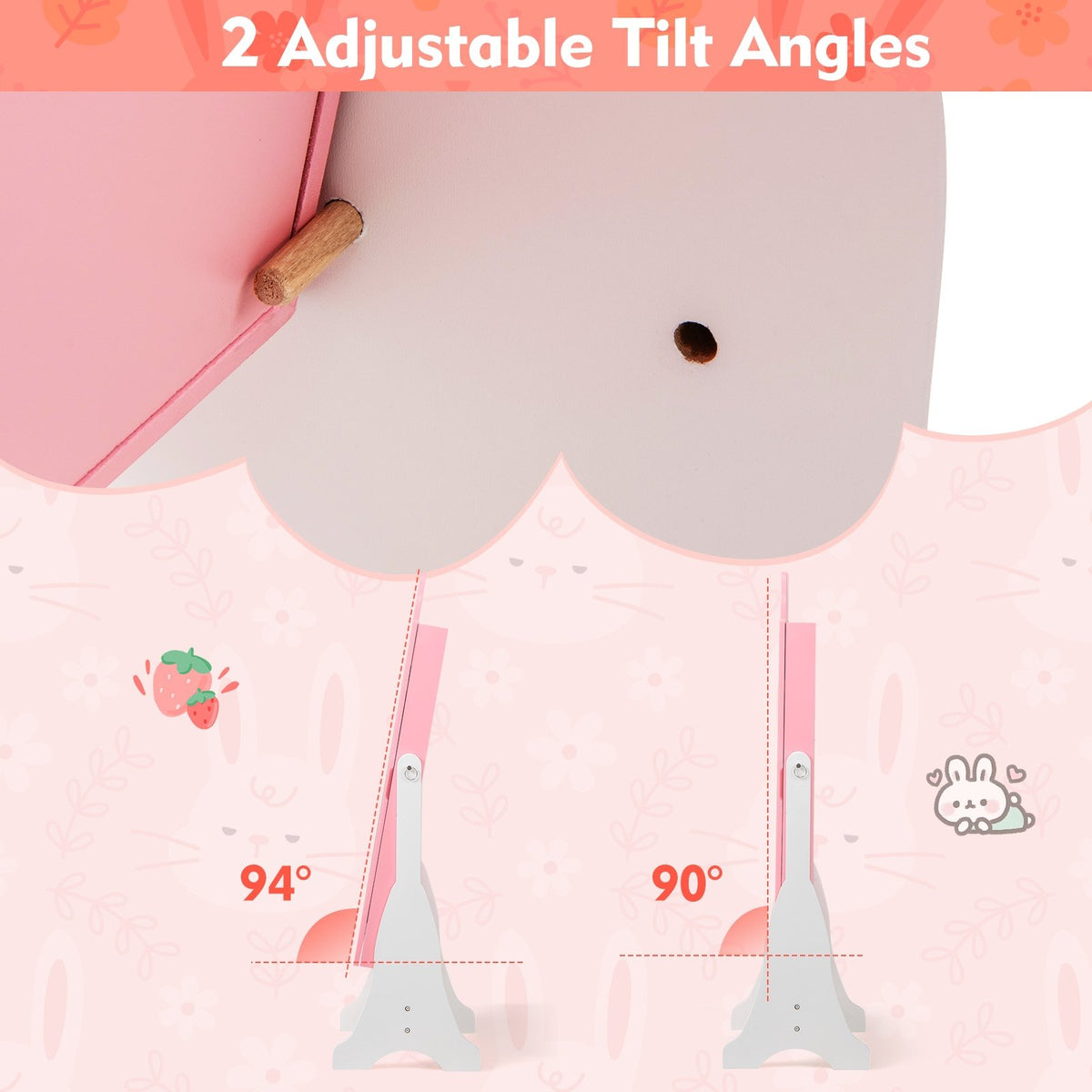Kids Jewelry Armoire Cabinet with 2 Tilt Angles and Large Capacity-Pink view 9
