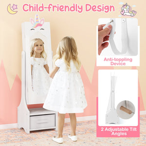 Kids Jewelry Cabinet with Full-Length Mirror for Kids Bedroom and Playroom-White view 8