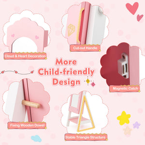 Kids Jewelry Organizer with Full Length Mirror Drawers and Storage Shelves-Pink view 9