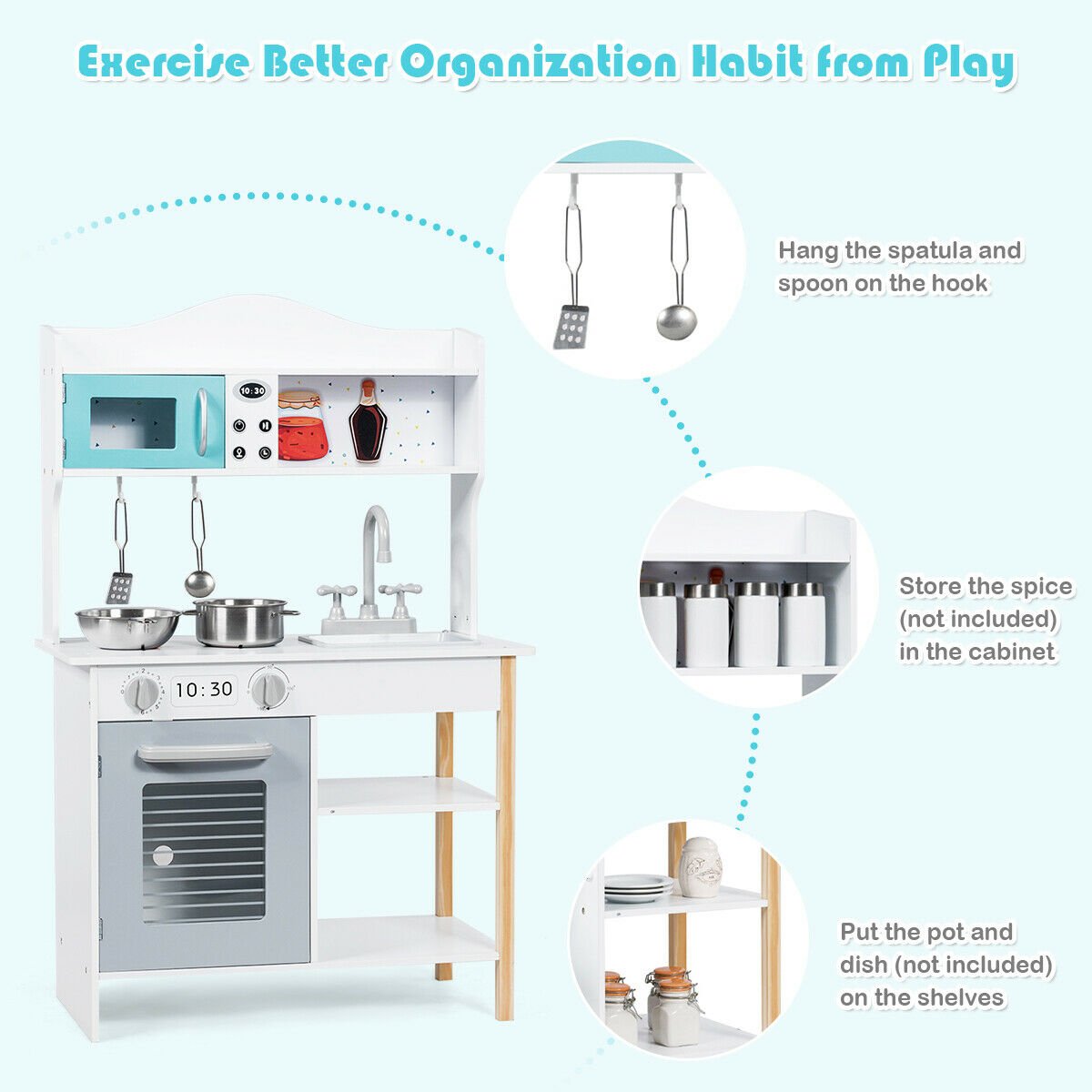 Kids Kitchen Cookware Pretend Cooking Food Play Set view 6