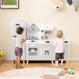 Kids Kitchen Playset 3-in-1 with Refrigerator and Washing Machine-Gray view 2