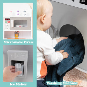 Kids Kitchen Playset 3-in-1 with Refrigerator and Washing Machine-Gray view 9