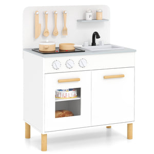 Kids Kitchen Playset with Cooking Accessories and Storage-White view 4