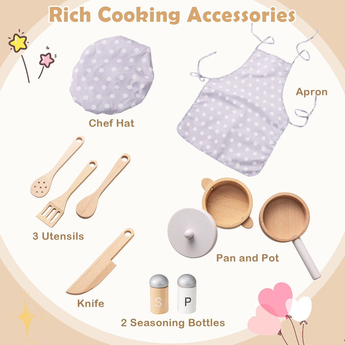 Kids Kitchen Playset with Cooking Accessories and Storage-White view 9