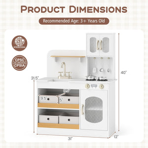 Kids Kitchen Playset with Cooking Accessories and Toy Cuttable Veggies-White view 5