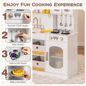 Kids Kitchen Playset with Cooking Accessories and Toy Cuttable Veggies-White view 7