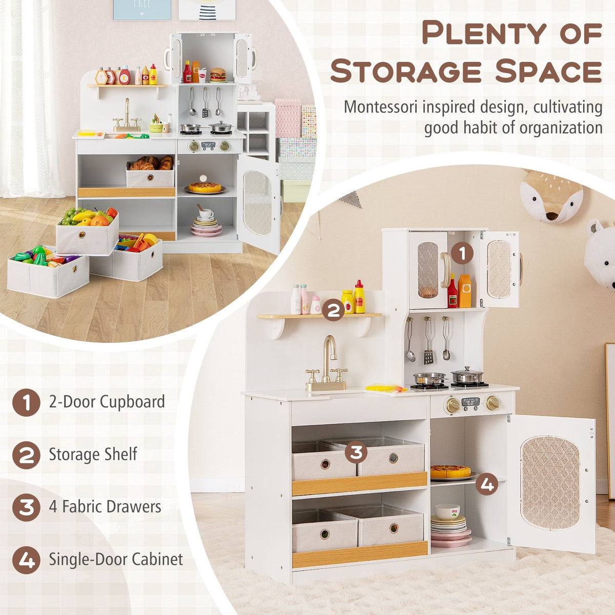 Kids Kitchen Playset with Cooking Accessories and Toy Cuttable Veggies-White view 8