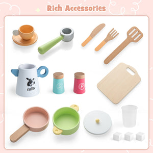 Kids Kitchen Playset with Microwave and Coffee Maker for Ages 3+-Pink view 9
