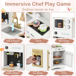 Kids Kitchen Playset with Microwave and Coffee Maker for Ages 3+-White view 7