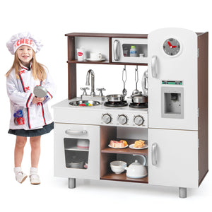 Kids Kitchen Playset with Realistic Sounds and Lights-Brown & White view 4