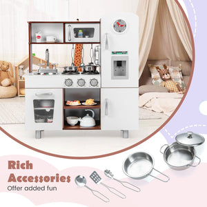 Kids Kitchen Playset with Realistic Sounds and Lights-Brown & White view 9