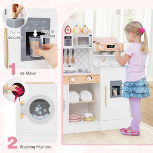 Kids Kitchen Set Wooden with Coffee Makers and Accessories-White view 6