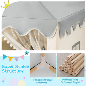 Kids Large Play Castle Fairy Tent with Mat-Beige view 7