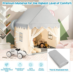 Kids Large Play Castle Fairy Tent with Mat-Beige view 8