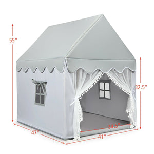 Kids Large Play Castle Fairy Tent with Mat-Gray view 4