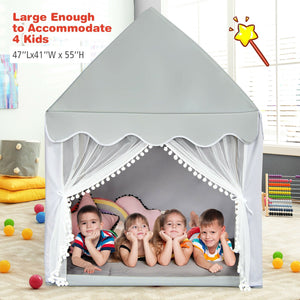 Kids Large Play Castle Fairy Tent with Mat-Gray view 5