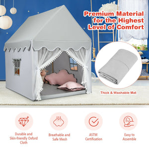 Kids Large Play Castle Fairy Tent with Mat-Gray view 7