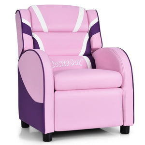 Kids Leather Recliner Chair with Side Pockets-Pink view 4