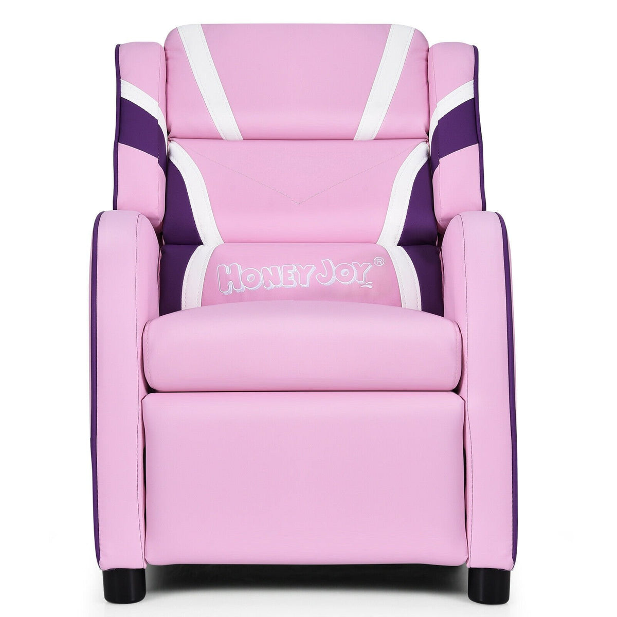 Kids Leather Recliner Chair with Side Pockets-Pink view 6
