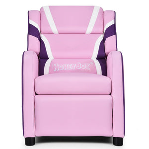 Kids Leather Recliner Chair with Side Pockets-Pink view 6