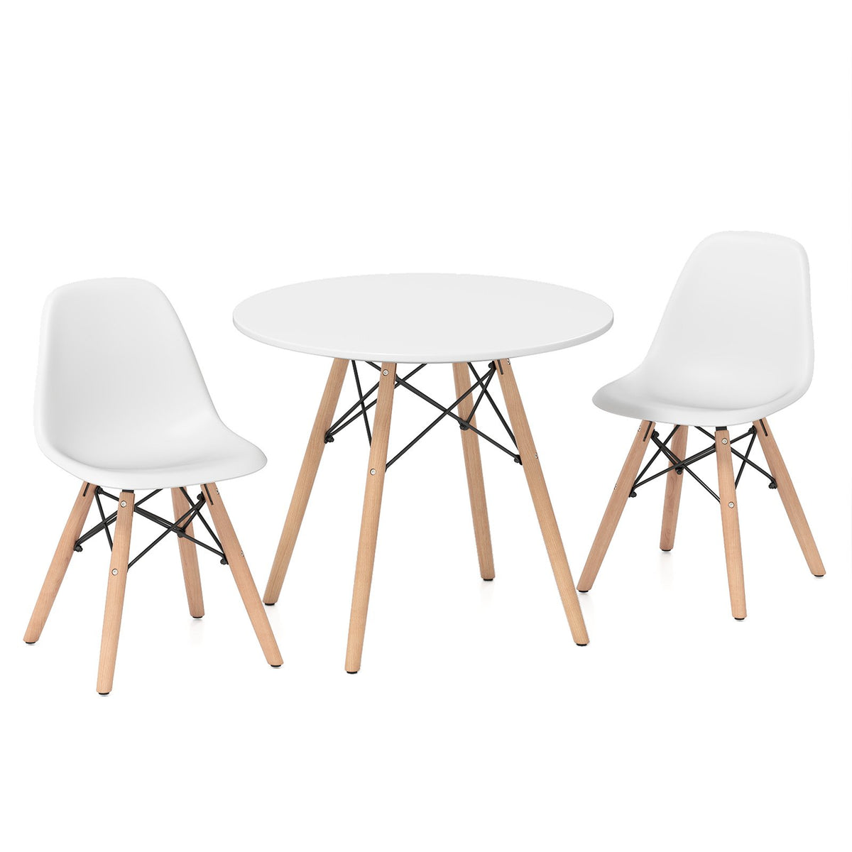 Kid's Modern Dining Table Set with 2 Armless Chairs