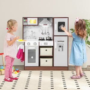 Kids Modern Toy Kitchen Playset with Attractive Lights and Sounds-Coffee view 2