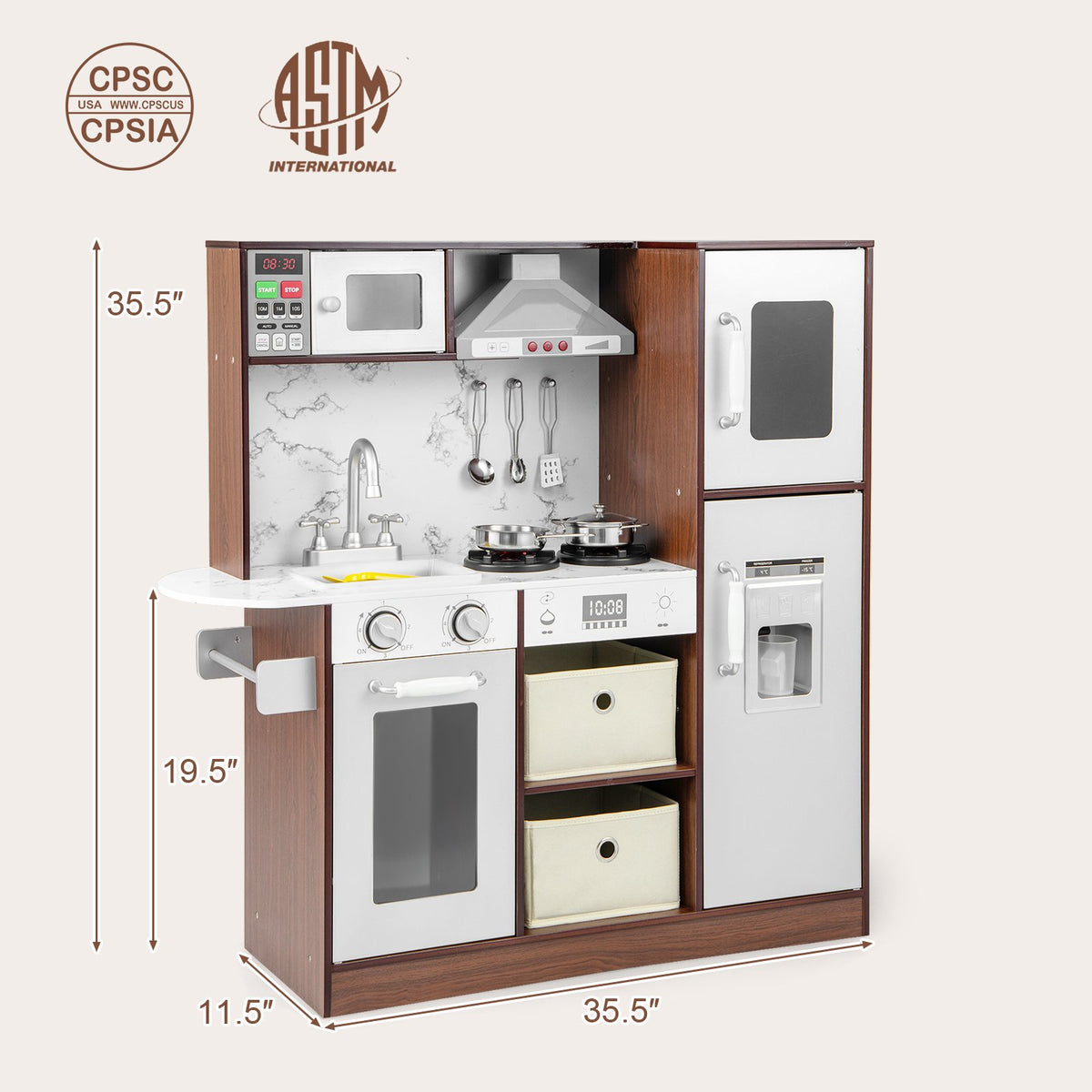 Kids Modern Toy Kitchen Playset with Attractive Lights and Sounds-Coffee view 5
