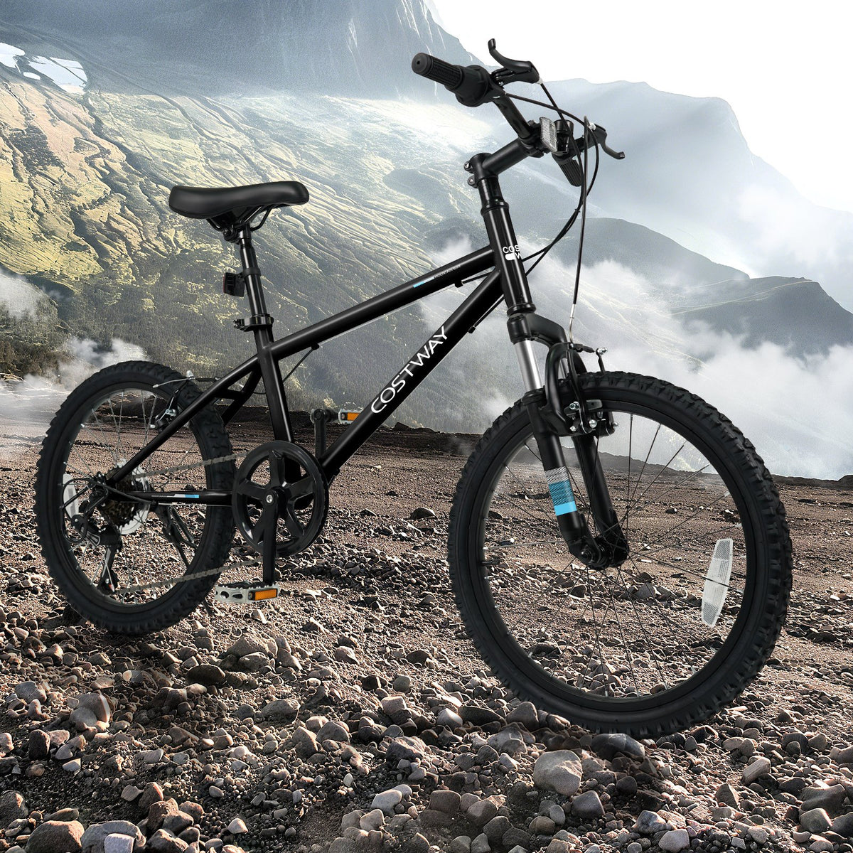 Kids Mountain Bike 20 24 Inch Child Bicycle for Boys Girls Aged 8+ Years Old Black-20 Inch view 2