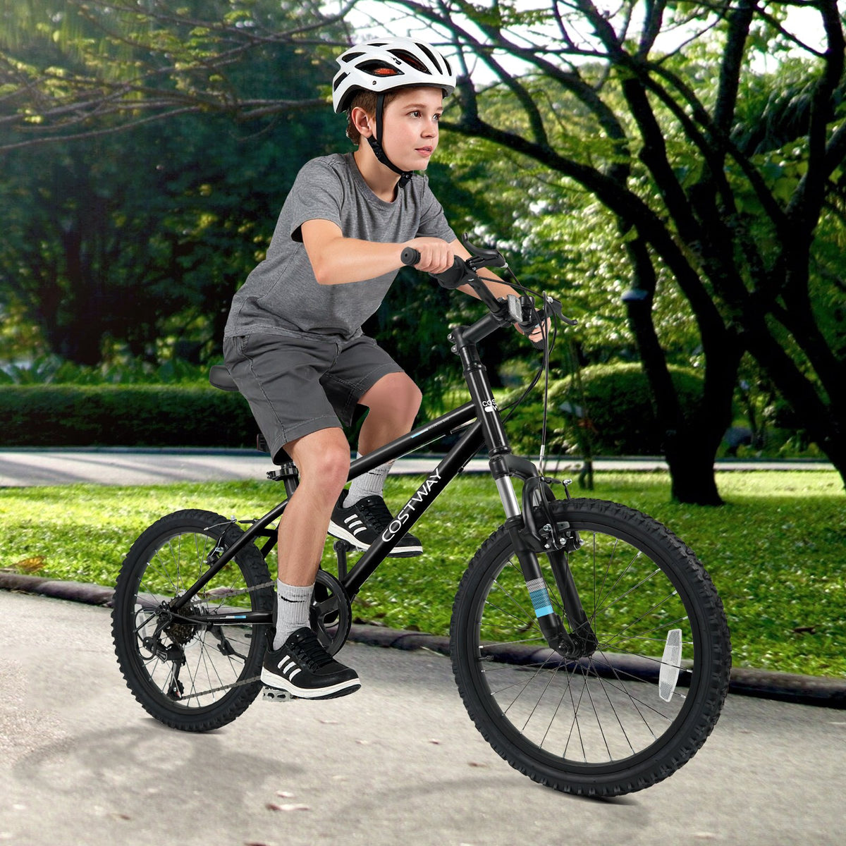 Kids Mountain Bike 20 24 Inch Child Bicycle for Boys Girls Aged 8+ Years Old Black-20 Inch view 3