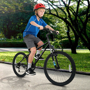 Kids Mountain Bike 20 24 Inch Child Bicycle for Boys Girls Aged 8+ Years Old Black-24 Inch view 2