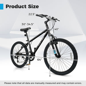 Kids Mountain Bike 20 24 Inch Child Bicycle for Boys Girls Aged 8+ Years Old Black-24 Inch view 4