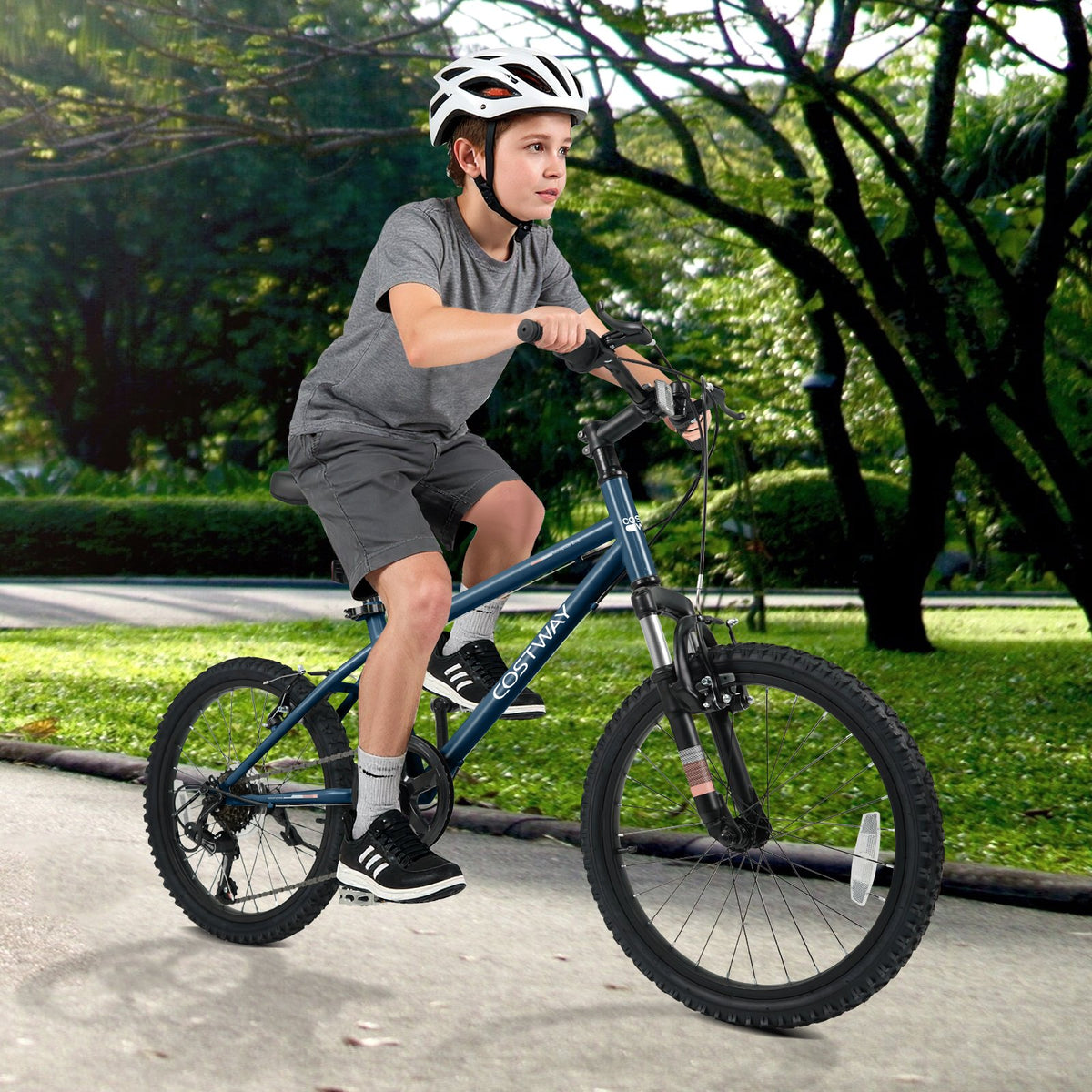 Kids Mountain Bike 20 24 Inch Child Bicycle for Boys Girls Aged 8+ Years Old Navy-20 Inch view 2