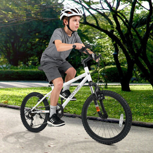 Kids Mountain Bike 20 24 Inch Child Bicycle for Boys Girls Aged 8+ Years Old White-20 Inch view 2