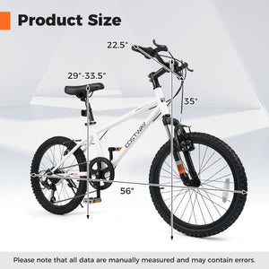 Kids Mountain Bike 20 24 Inch Child Bicycle for Boys Girls Aged 8+ Years Old White-20 Inch view 4