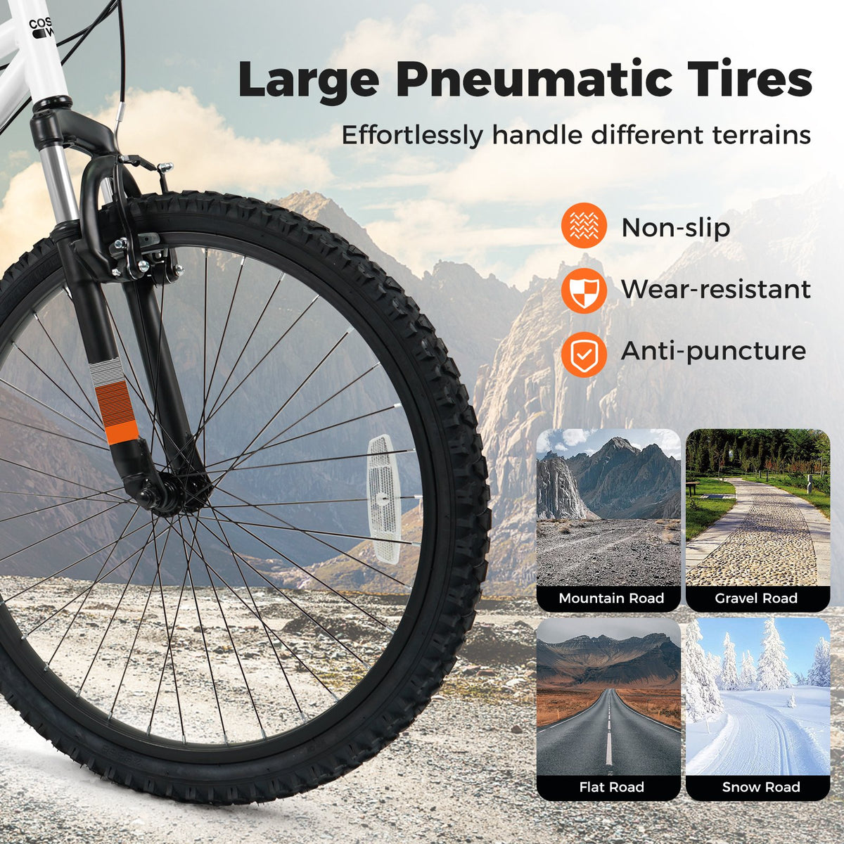 Kids Mountain Bike 20 24 Inch Child Bicycle for Boys Girls Aged 8+ Years Old White-24 Inch view 9