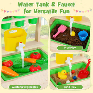 Kids Mud Kitchen Play Pretend Kitchen with Chalkboard for Kids Aged 3+ view 8