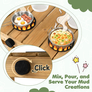 Kids Mud Kitchen Wooden Play Kitchen with Planter Box-Natural view 7