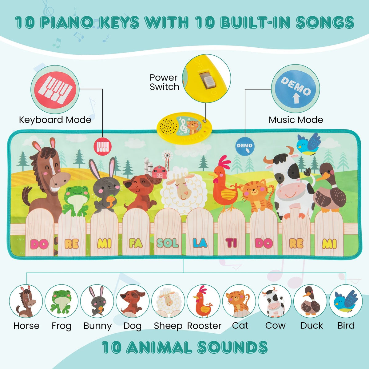 Kids Musical Mat Indoor Outdoor Animal Farm Piano view 6